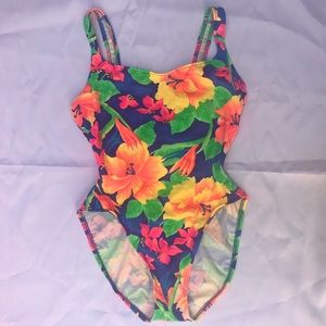 Tropical print bathing suit
